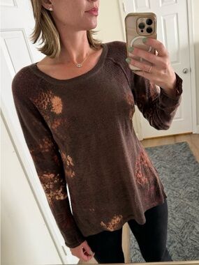 Match by MariKa Charles 100% Cashmere Floral Print Sweater Brown Size 2
